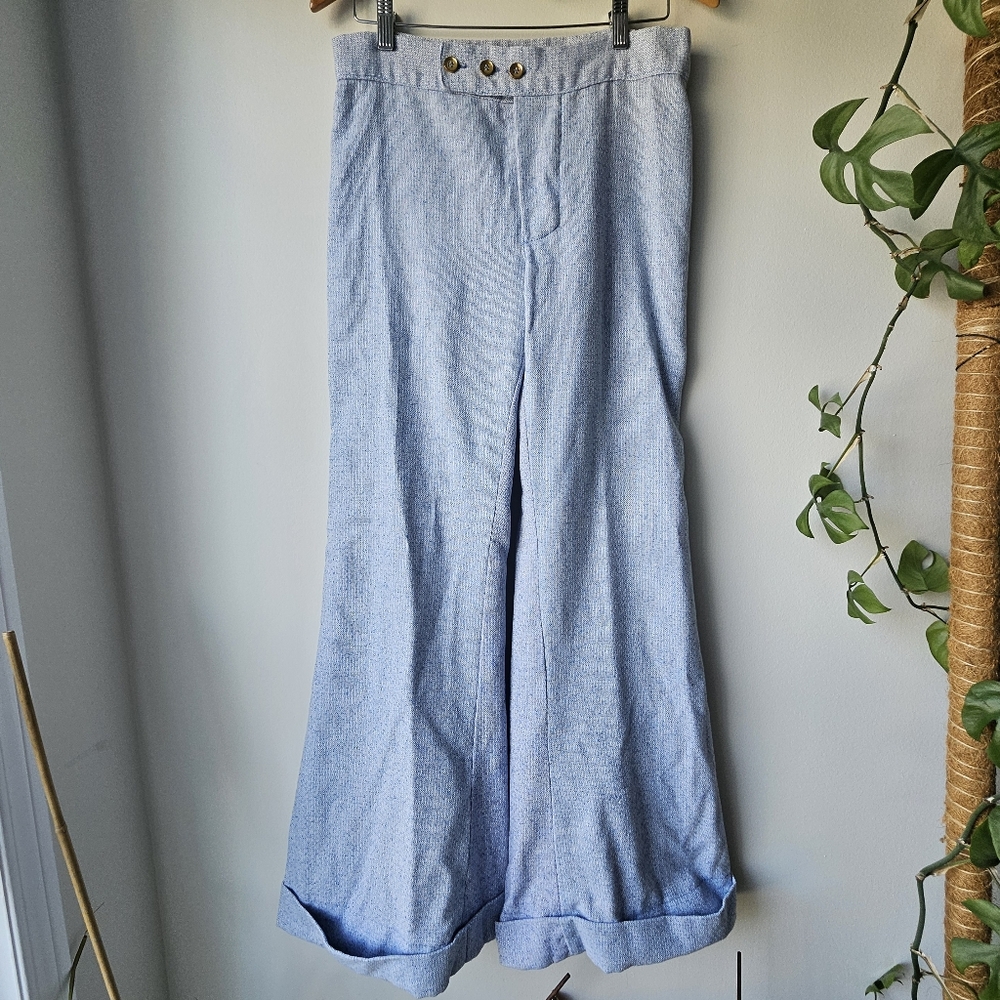 Handmade Sky Blue Tweed High Waisted Pants